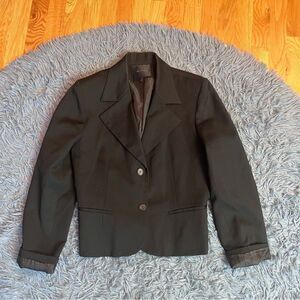 Bern And Mort Black Cropped Wool Blazer Jacket Size 10